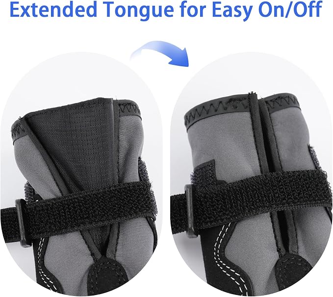 Breathable Dog Boots, Paw Protectors for Hot Pavement & Snow, Waterproof Dog Shoes for Rainy Days Keep Clean, Anti-Slip for Senior Dogs, Booties to Prevent Licking Paw & Protect Wounds, Black Size 1