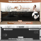 276" Retractable Baby Gate Extra Wide, 52" Tall Retractable Dog Gate for Stairs, Doorways, Decks, Mesh Gate Long Child Gate Pet Gate for Indoor, Outdoor, with Reinforced Mesh Rods, Dual Locks (Black)