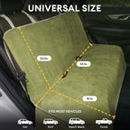 FUNNY FUZZY Dog Car Seat Cover for Back Seat, Back Seat Pet Cover for Dogs Waterproof, Scratchproof Dog Backseat Cover, Non-Slip Bench Car Seat Protector, Universal Fit Most Cars, SUVs, Trucks, Green