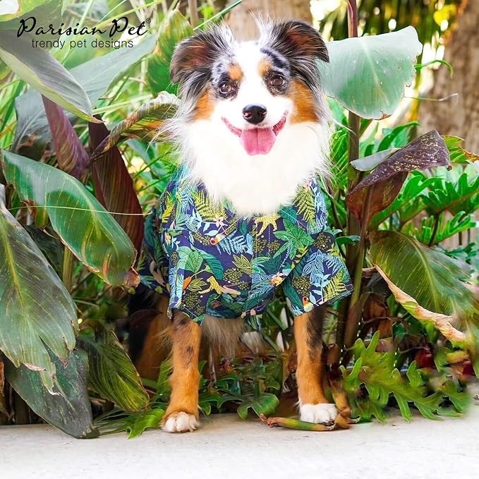 Parisian Pet Amazonia Dog Shirt - Cotton Clothes for Small Dogs - Stylish Tropical Dog Outfit - Lightweight and Soft Puppy Clothes - Trendy Tshirts for Dogs - Comfortable Summer Pet Apparel