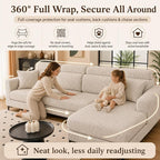 Stretch Sofa Slipcover, 2026 Upgraded Non Slip Couch Cover with Adjustable Straps, Pet Dog Cat Friendly Furniture Protector for 3 Seater, Washable for Living Room