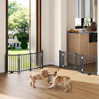 Snughome 2 Pack Short Dog Gate Indoor, 16" High Freestanding Small Dog Gates with Support Feet, Expand Up to 48’’ Wide Foldable Pet Gate for Doorway, 8 Panel Pet Door Pet Fence for Puppy, Black