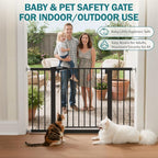 Mumeasy 29.7–48" Baby Gate for Stairs, Dog Gate for Doorways, Auto Close Child Gate, Indoor Safety Pet Gate with Walk Thru Door, Easy Install Pressure Mounted Extra Wide Gate for Kitchen, House, Black