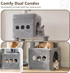 Heybly Cat Tree 72.4-Inch Anti-Tip Cat Tower with Spacious Perches HCT060W | All-in-One Cat Furniture for Large Cats, Multiple Interactive Areas, Extra-Large Sisal Scratching Board, Light Gray