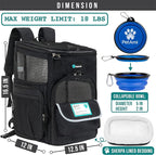 PetAmi Dog Backpack Carrier, Airline Approved 4-Way Entry Cat Backpack Carrier, Ventilated Mesh, Collapsible Pet Carrier for Small Puppy, Kitten, Hiking, Travel Car, Vet, up to 18 lbs, Black