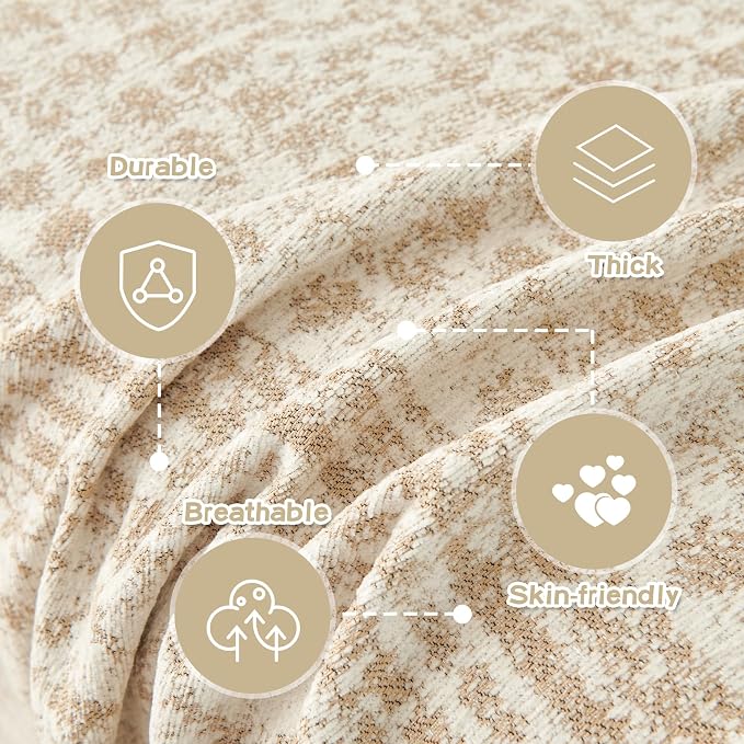 Boho Couch Cover for Sectional Sofa, Chenille Loveseat Sofa Covers Washable Pet Friendly Geometric Couch Covers