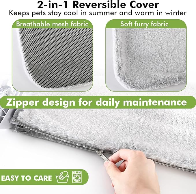Zoratoo 2PC Cat Window Perch, Foldable & Cordless with Metal Frame, M Gray | 2-in-1 Reversible Cover, Removable for Machine Wash, Stable Window Resting Seat with Large Suction Cups for Indoor Cats