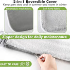 Zoratoo 2PC Cat Window Perch, Foldable & Cordless with Metal Frame, M Gray | 2-in-1 Reversible Cover, Removable for Machine Wash, Stable Window Resting Seat with Large Suction Cups for Indoor Cats