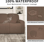 Easy-Going 100% Dual Waterproof Recliner Sofa Cover, 8-Pieces Stretch Relining Couch Cover with Pocket, Jacquard 3 Seat Sofa Slipcover Leakproof Washable (Sofa, Brown)