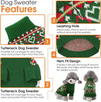 Queenmore Dog Christmas Sweater,Turtleneck Knitted Pullover Xmas Dog Clothes Sweatshirt,Pet Christmas Outfit, Warm Doggy Sweaters for Small Dogs Boy Girl XL
