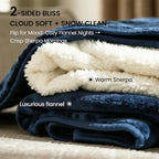 gogobunny Waterproof Bed Blanket, Reversible Sherpa Fleece Throw Blanket for Dog Puppy Cat, Furniture Cover Protects Bed Couch Sofa from Liquid Pee and Pet Fur (Navy Blue, 90x108 inches)