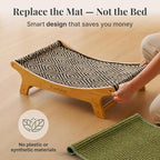 XL Sisal Cat Scratcher Bed with Elevated Hammock for Indoor Cats, Replaceable Natural Sisal Pad, Large Cat Lounge, Anti-Slip No-Wobble Bamboo Frame, Natural Grey