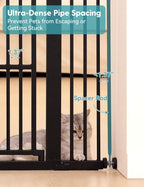No Pawblems 55" Extra Tall Pet Gate with Cat Door, 29"-43" Dog Gate Indoor | NO Drilling Pressure Mounted for Doorways/Hallways, 1.37" Bar Spacing, One-handed Operation, Auto Close, Dual Lock, Black