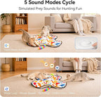 Interactive Cat Toys for Indoor Cats, 3 in 1 Hide and Seek Cat Toy with Moving Feather and Fluttering Butterfly, Rechargeable Touch Activated Automatic Kitten Toy, Squeaky Sound, 3 Modes