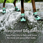 MIGOHI Dog Boots Large Size Dogs, Breathable Dog Shoes for Summer Hot Pavement, Waterproof & Anti-Slip Paw Protectors for Rain, Snow, Hard Floors, Durable Reflective Hiking Booties, Green Size 8