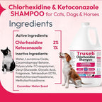 Truseb Topical Ketoconazole and Chlorhexidine Shampoo for Dogs, Cats & Horses Pleasantly Scented with a Cucumber Melon Scent with Aloe (Ketoconazole & Chlorhexidine Shampoo, 1 Gallon)