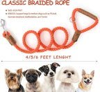 Mile High Life Dog Leash Braided Cotton Rope w/Leather-Wrapped Ends/Handle | Rust-proof 360° swivel clasp, Heavy-duty for medium/large breeds. Great for weddings, daily walks (5 FT, 1/2", Orange)