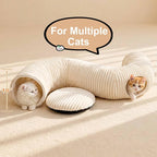 31 Pcs Interactive Cat Toys for Indoor Cats, Cat Tunnel with Moving Ball, Cat Toy Launcher, Catnip Toys, Chew Rope, Feather Wand, Springs and Balls for Indoor Kittens, White