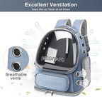 Cat Backpack Carrier, Breathable Cat Bubble Backpack Large Space Cat Carrier Backpack for Kitty Small Dog, Foldable Airline Approved Cat Backpack, Transparent Pet Travel Backpack Up to 20 lbs (Blue)