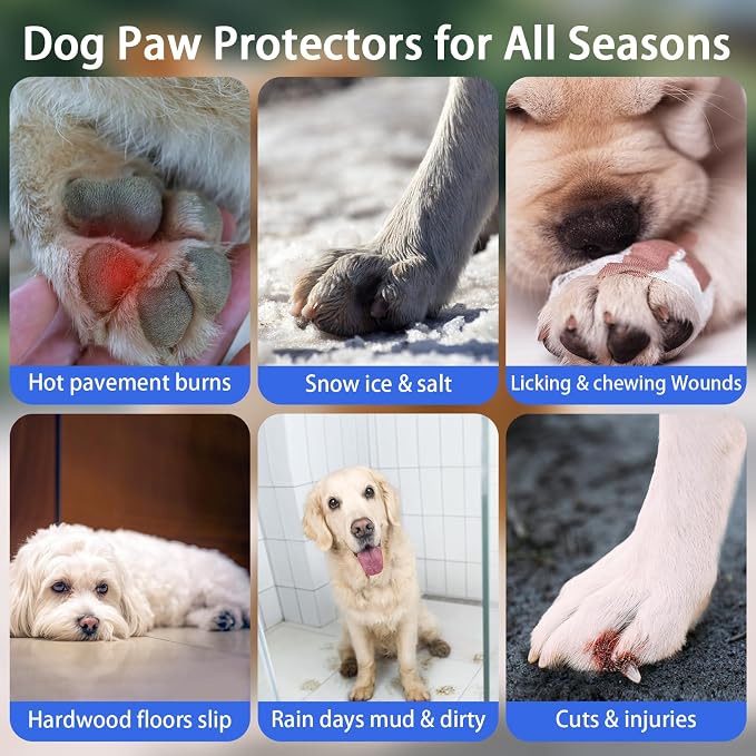 MIGOHI Summer Dog Boots, Waterproof Paw Protectors for Hot Pavement, Rain & Snow, Anti-Slip Dog Shoes for Outdoor Hiking, Indoor Hard Floors, Booties for Dogs Prevent Licking Paw, Black Size 6