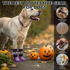 EXPAWLORER Halloween Anti Slip Dog Socks to Prevent Licking Paws, Boots & Paw Protectors with Spider Web Grippers,Doggie Booties for Hardwood Floors for Small Medium Large Senior Dogs Purple Ghost S