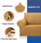 Stretch Oversized Couch Covers for Sofa Slipcover,Golden | 1-Piece Washable Sofa Cover (94"-110") 4-Seater Furniture Protector, Soft Jacquard Non-Slip Elastic Bottom for Dogs & Kids