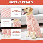 Dog Fleece Pajamas Large Dog 4 Legs Winter Clothes for Dog Fit Warm Jumpsuit for Dogs (Striped Pink, XXX-Large)