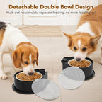 Newget 304 Stainless Steel Dog Bowl Set with Lids, 24oz Foldable Pet Dishes | Dual Food & Water Pet Bowl, Anti-Skid, Keeps Food Fresh, Easy to Install, for Small - Large Dogs/Cats - Indoor & Outdoor Use
