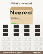 Neareal Cat Water Fountain Replacement Filters and Pre-Filter Sponges | Includes 12 Filters and 12 Sponges for 74oz/2.2L Stainless Steel Pet Fountain