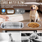 Elevated Dog Bowls for Large and X-Large Breed, 2 Stainless Steel Bowls | 2 Adjustable Heights 14" or 12" Raised Dog Water and Food Bowl with Metal Stand (Upgraded Extra-large Water Bowl)