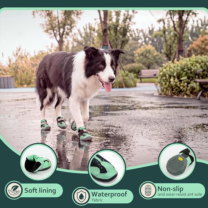 PAWsay Dog Shoes for Summer Water-Resistant Paw Protector Soft Booties | Non Slip Puppy Boots with Reflective Straps Prevent Injury Scratching Comfy Boots with Soft Thin Lining Lighten Friction