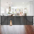 Reinforced 42" Tall Pet Gate 96" Wide Retractable Baby Gate, Indoor/Outdoor | Tall Retractable Dog Gate Prevents Crawling Under, One-Hand Operation Safety Lock, Scratch-Resistant Mesh, Easy Install/Black