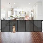 Reinforced 42" Tall Pet Gate 96" Wide Retractable Baby Gate, Indoor/Outdoor | Tall Retractable Dog Gate Prevents Crawling Under, One-Hand Operation Safety Lock, Scratch-Resistant Mesh, Easy Install/Black
