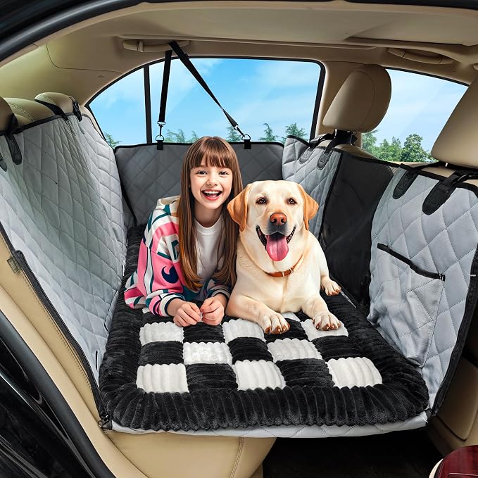 Loiion Dog Car Bed Mat Non-Slip Backseat Extender Dog Bed 56" x28.7" | Travel Bed for Dogs，Chew-Resistant, Easy Clean & Scratch-Proof, Comfort Design, Fits Trucks/Sedans/SUVs