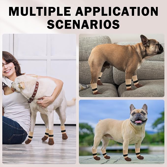 SCENEREAL Dog Socks to Prevent Licking Paws for Hot/Cold Pavement Anti Slip, Dog Shoes for Hardwood Floors, Dog Boots & Paw Protectors with Grippers for Small Medium Large Senior Dogs