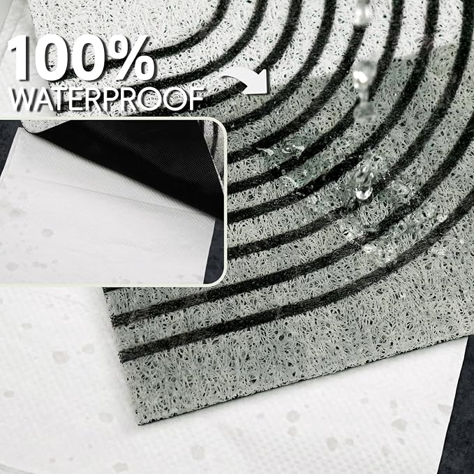 Cat Litter Mat Litter Trapping Mat, 40"x30" Waterproof Urine Proof Litter Box Mat Catcher Mat Non-Slip Washable for Kitty Kitten, Green
