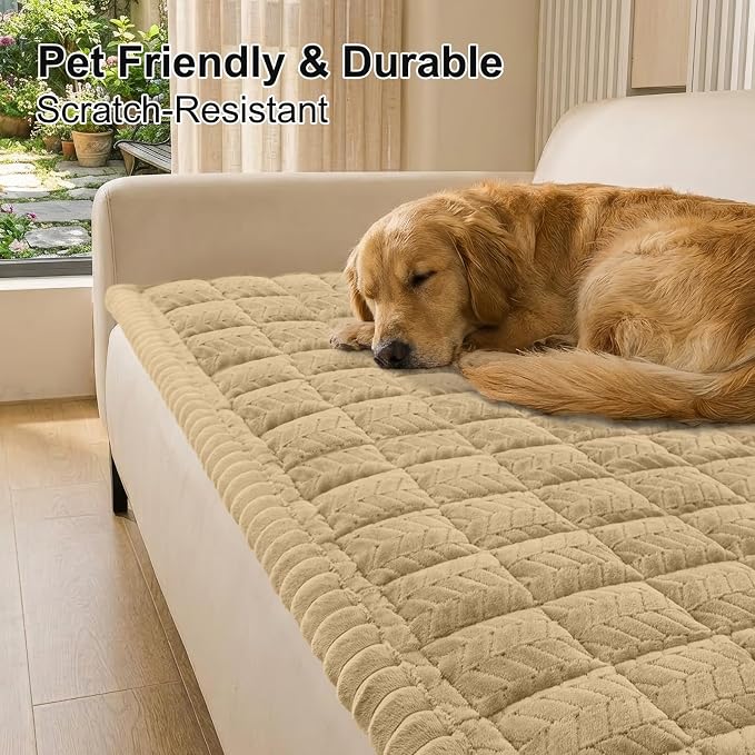 Smiry Couch Cover for Dogs, Non Slip Fuzzy Pet Sofa Arm Covers Washable | Sofa Slipcovers for Armrest & Backrest, Soft Thick Furniture Protector for Cats Dogs, Against Fur, Dirt (35.4"x35.4")