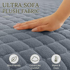 Smiry Velvet Couch Cover for Dogs, Non Slip Soft Sofa Protector for Pets | Washable Sofa Cover for Cats, Cozy Furniture Protector Against Pet Hair, Scratches, Fits Sectional Sofa(Grey, 36"x36")