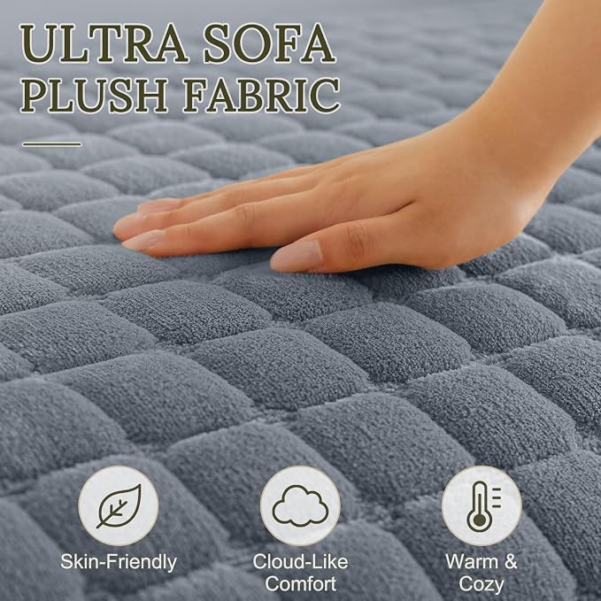 Smiry Velvet Couch Cover for Dogs, Non Slip Soft Sofa Protector for Pets | Washable Sofa Cover for Cats, Cozy Furniture Protector Against Pet Hair, Scratches, Fits Sectional Sofa(Grey, 27.6"x27.6")