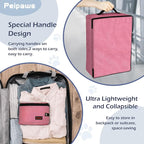 Portable Cat Travel Litter Box. Zipped Lid, Collapsible Litter Box for Cats. No Leakage, No Smell. Easy to Carry. Used for Hotels, Camping, Car (Pink,M)