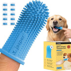 Jasper Dog Toothbrush, 360° Finger Toothbrush for Dogs & Cats, Blue 10-Pack | 12x More Bristles, Teeth Cleaning Kit for Small & Large Pets, Toothpaste Not Included, Fights Bad Breath, Extra Soft Silicone