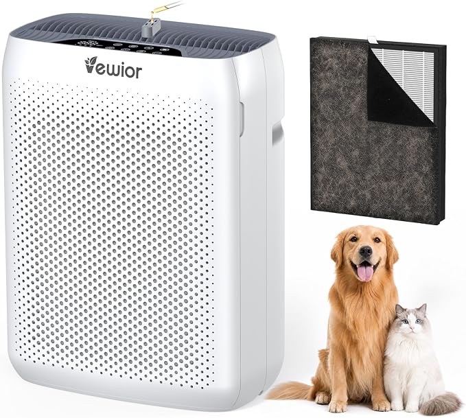 VEWIOR Air Purifiers with Washable Filter for Home Large Room Up to 3000ft² | H13 HEPA Air Cleaner with PM2.5 Display, Sleep Mode, Timer, Aromatherapy, Auto Mode for Smoke, Pet Hair, Wildfire