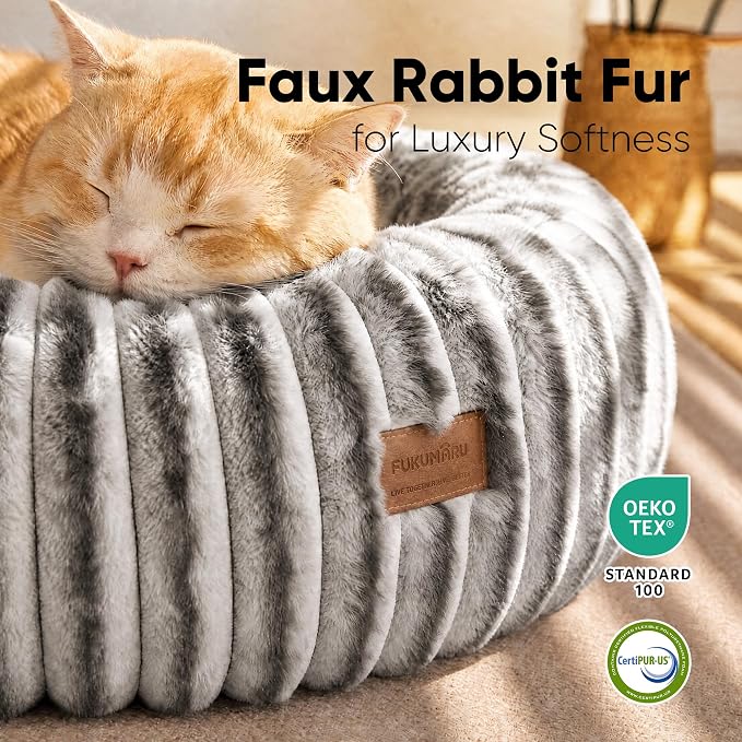 FUKUMARU Small Dog Bed, 25" Orthopedic Dog Bed for Puppies, Donut Cat Beds | Gradient Color Calming Donut Dog Beds for Small Dogs, Round Pet Bed with Washable Cover, Cute Cat Bed for Indoor Cats, Coffee