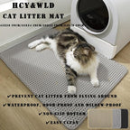 HCY&WLD Cat Litter Mat, Double Layer Cat Litter Box Mat (30x22 Inch, Khaki) | Waterproof Urine-Proof Non-Slip Litter Trapping Mat, Soft on Kitty Paws, Scratch-Resistant, Scatter Control, Easy to Clean