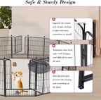 Dog Playpen 32 inch 12 Panels Indoor Dog Pen for Medium/Small Dogs Heavy Duty Metal Dog Fence Outdoor for Yard, Puppy Playpen with Door Portable Pet Fence for RV Camping Yard