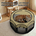 Siedihit Dog Cat Playpen, Medium Puppy Pet Playpen, Dog Crate Tent Cage | Indoor/Outdoor, Portable Pop Up Dogs Kennel Playpen with Carrying Case for Dogs/Cats/Rabbits(Black Khaki, Medium)
