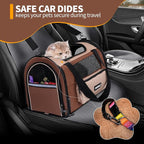 Collapsible Small Pet Carrier for Cat 15 lbs with Fashion Pocket Travel Bag | Lightweight Sturdy Little Puppy Dog Carry Crate, Breathable Stylish Kitten Soft Cage Kennel, Portable Yorkie Box Khaki