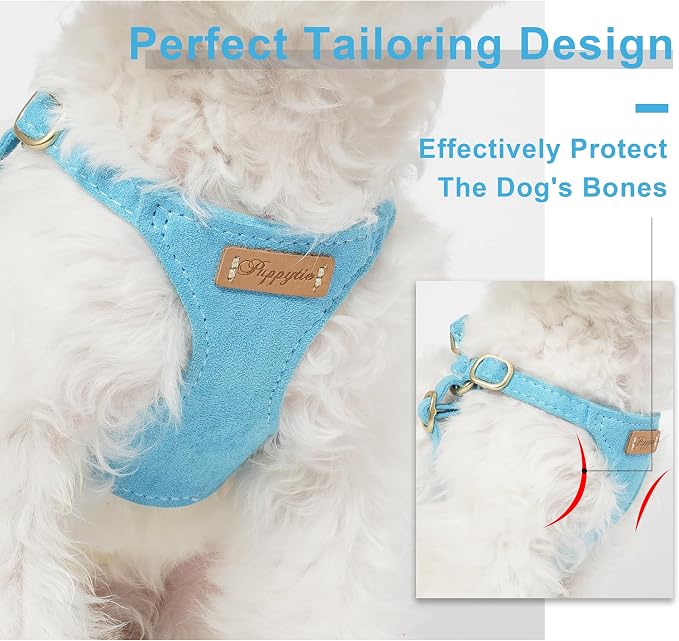 Puppytie Dog Harness and Leash Set, Ocean Blue, M (16.5-31 lbs) | Harness Small Size Dog, Dog Leash for Small Dogs, Soft Lightweight and Adjustable, Small Dog Harness for Daily Walks
