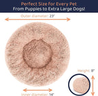 Petloox Donut Dog Bed - Premium Comfort for Anxiety Relief - Fluffy & Calming Design with Ultra-Plush Support | Cozy Round Dog Bed with Super Soft Circle Style (Pink, Small)