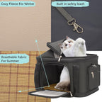 Expandable Pet Dog Cat Carrier, Top Opening Pet Bag for Small Medium Dogs Cats, Collapsible Ventilated Car Travel Comfort Soft-Sided Puppy Carriers Up to 15lbs (Black, 16.2"x11.4"x13"(LxWxH))